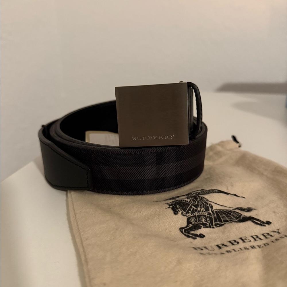 Burberry Black Belt with Silver Buckle